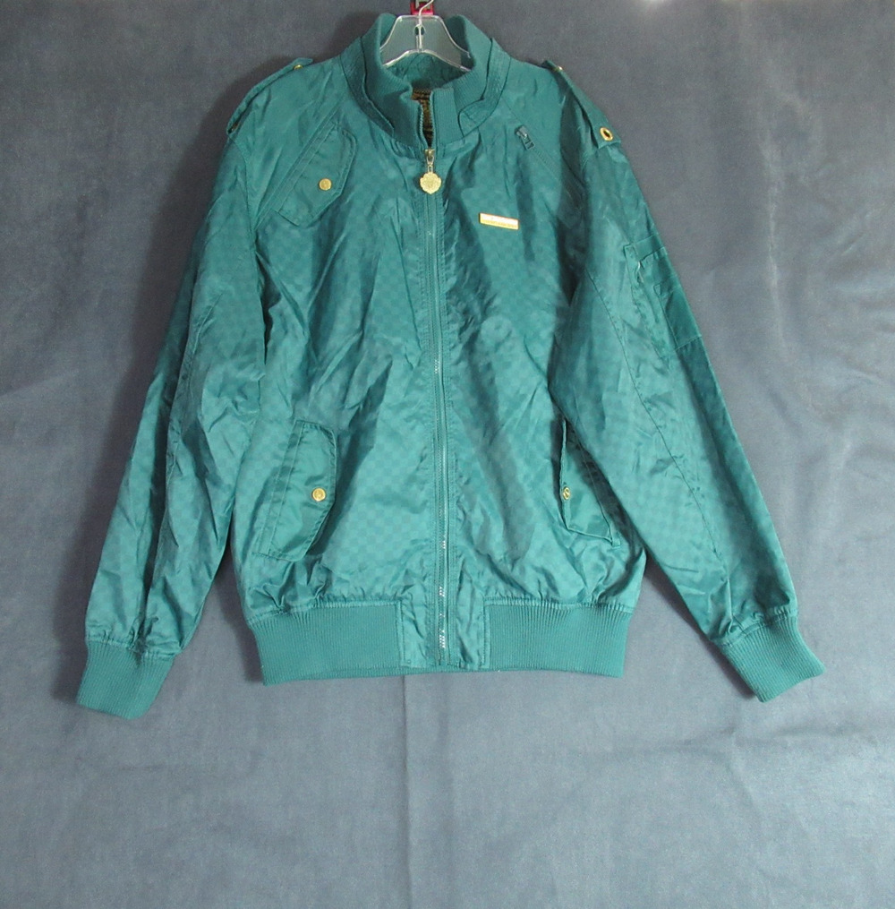 Live Mechanics Jacket Mens Large Green Moto Streetwear Punk Full Zip Bomber